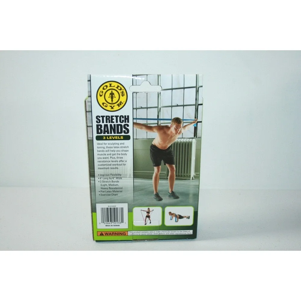 NEW‎ Golds Gym Stretch Resistance Latex Workout Bands 3 Levels Tone Muscles